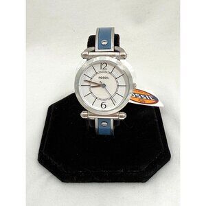 Fossil Womens Silver & Blue Adjustable Bracelet Watch w/Tags and New Battery